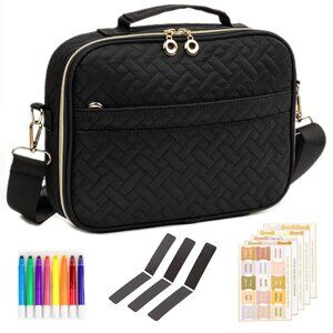 Bible Cover for Women, Case with Handle and Zipper Travel Large Black Books